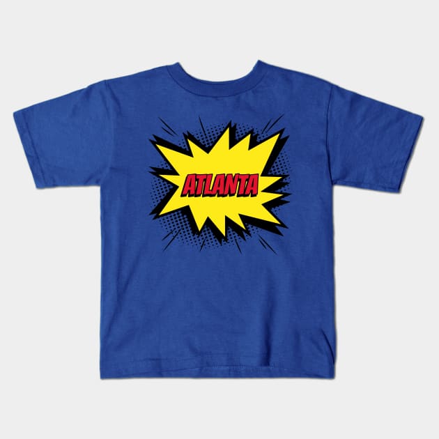 Atlanta comic kapow style artwork. Kids T-Shirt by Created by JR